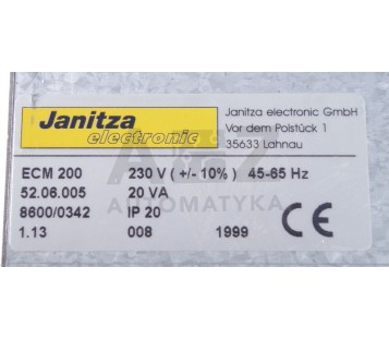 JANITZA ECM 200 ECM200 ENERGY CONTROL MONITOR SYSTEM 52.06.005