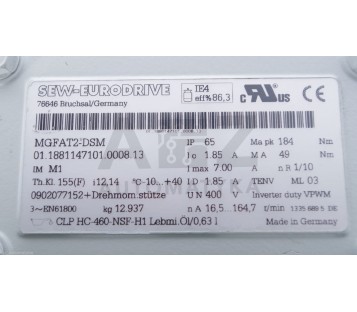SEW EURODRIVE MGFAT2-DSM MGFAT2DSM 01.1881147101.0008.13  011881147101000813