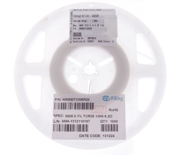 Viking Tech AR05BTCW6R20 Thin film resistor 6.2Ω SMD 0805 0.125 W 0.1 %  ! NEW !