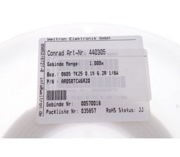 Viking Tech AR05BTCW6R20 Thin film resistor 6.2Ω SMD 0805 0.125 W 0.1 %  ! NEW !