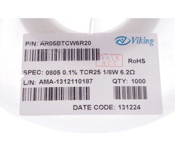 Viking Tech AR05BTCW6R20 Thin film resistor 6.2Ω SMD 0805 0.125 W 0.1 %  ! NEW !