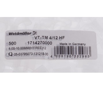 WEIDMULLER VT-TM 4/12 HF VTTM412HF 1714270000 6-10MM CABLE MARK ! 500PCS ! NEW !