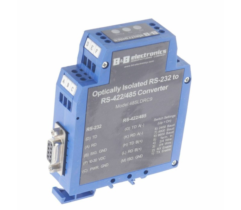 B&B ELECTRONICS 485LDRC9 OPTICALLY ISOLATED RS-232 TO RS-422/485 CONVERTER