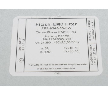 HITACHI FPF-9340-05-SW FPF934005SW THREE PHASE EMC FILTER 
