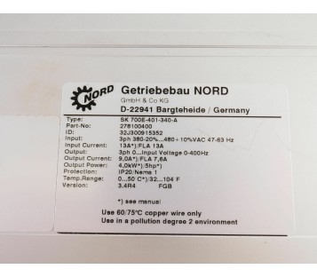 NORDAC 700E SK700E-401-340-A SK700E401340A BRACKET DECFECT