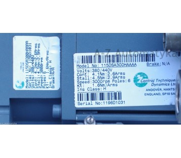 CONTROL TECHNIQUES DUTYMAX DS 115DSA300HAAAA + ENCODER 58AA-A-18AC2DAU-1024