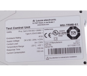 LEUZE TEST CONTROL UNIT MSI-TRMB-01 MISTRMB01  547931 