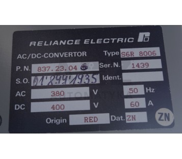 RELIANCE ELECTRIC S6R 8006 S6R8006  837.23.04 G  8372304G 