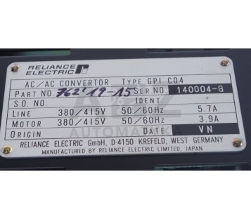 RELIANCE ELECTRIC CONVERTOR GPI C04 GPIC04 762'19-15   7621915 140004-G  140004G