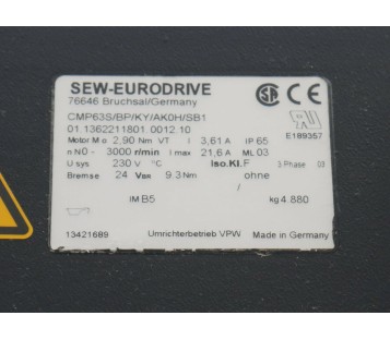 SEW CMP63S/BP/KY/AK0H/SB1 CMP63SBPKYAK0HSB1