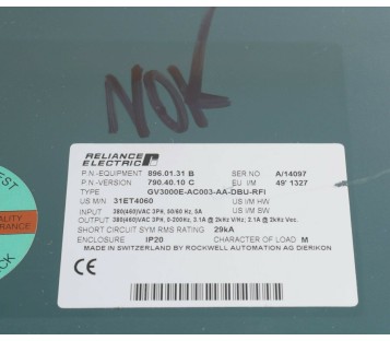 RELIANCE ELECTRIC GV3000E-AC003-AA-DBU-RFI GV3000EAC003AADBURFI 