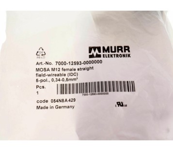 MURR M12 7000-12593-0000000 M12 5PIN FEMALE PLUG Slimline ! NEW !