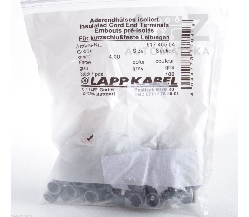 LAPP KABEL 61746504  4mm² 19.5mm INSULATED CORD END TERMINALS 200PCS ! NEW !