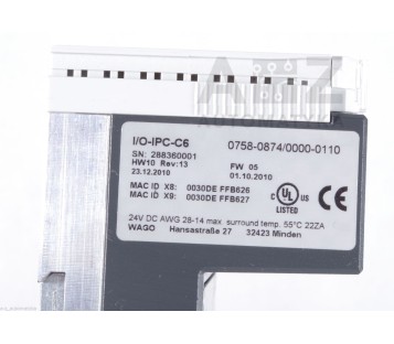 WAGO I/O-IPC-C6 IOIPCC6 0758-0874/0000-0110 Linux 2.6 + CoDeSys + Visu Embedded 