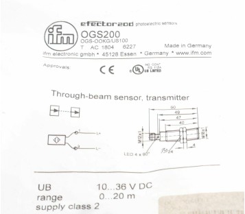 IFM OGS200 OGS-OOKG/US100 OGSOOKGUS100  ! NEW ! 