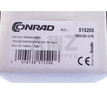 CONRAD DIN-RAIL TRANSFORMER TBD2 024 12 F5 515205   ! NEW !
