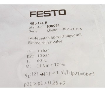FESTO 530031 HGL-1/4-B HGL14B ! NEW !