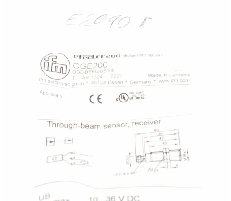 IFM OGE200 OGE-DPKG/US100 OGEDPKGUS100 ! New !