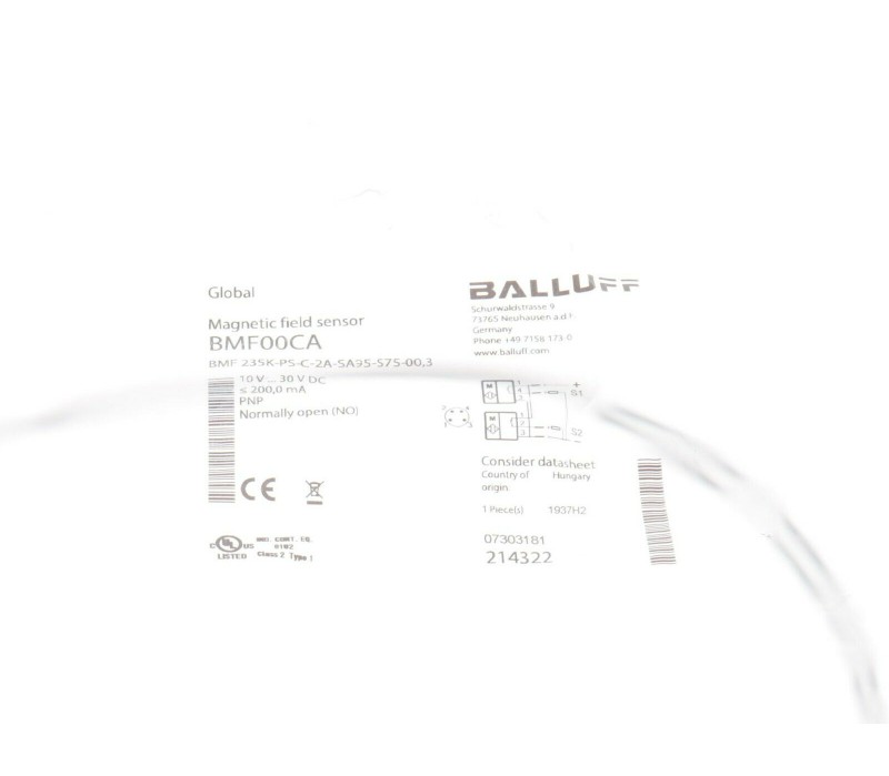 BALLUFF BMF00CA BMFF 235K-PS-C-2A-SA95-S75-00,3 ! NEW ! 
