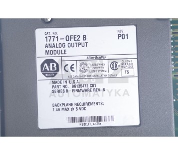 ALLEN BRADLEY ANALOG OUTPUT MODULE  1771-0FE2 B 17710FE2 