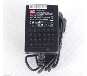 MW MEAN WELL GST18E15 GST18E15-P1J 100-240VAC to 15V 1,2A 18W POWER SUPP ! NEW !