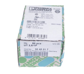 PHOENIX CONTACT UT 2,5/1P UT2,5/1P UT251P  3045017 ! 50PCS !