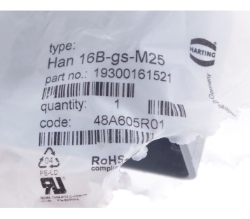 HARTING HAN 16B-GS-M25 HAN16BGSM25  19300161521 ! NEW