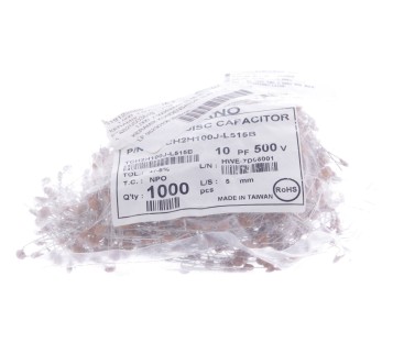WELTRON ELEKTRONIK CERAMIC DISC CAPACITOR 439050 TCH2H100J-L515B 10pF 500V ! NEW