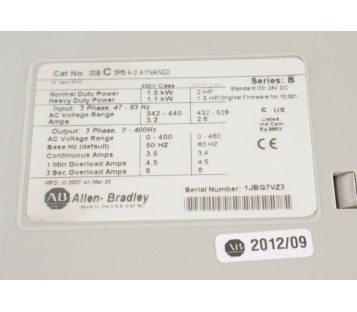 ALLEN BRADLEY 20B C 3P5 A 0 AYNANCO POWERFLEX 700  20BC3P5A0AYNANCO