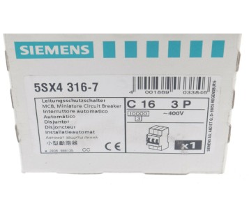 SIEMENS 5SX4 316-7 5SX43167 C16 3P CIRCUIT BREAKER ! NEW !