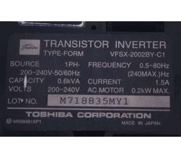 TOSHIBA CORPORATION VFSX-2002BY-C1 VFSX2002BYC1 