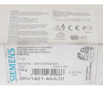 SIEMENS 3RV1421-4AA10 3RV14214AA10   ! NEW !
