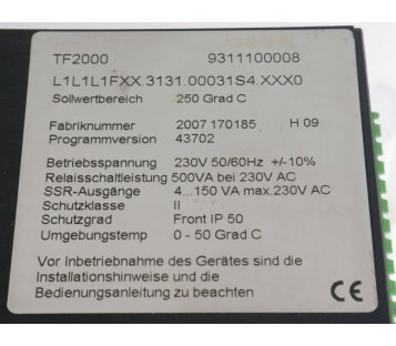 THERMOBIEHL TF 2000 TF2000 L1L1L1FXX.3131.00031S4.XXXX0 