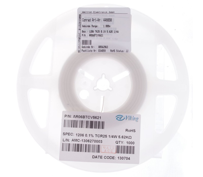 Viking Tech AR06BTCV5621 5.62kΩ SMD 1206 0.25 W 0.1 % 25 ppm 1000pcs ! NEW