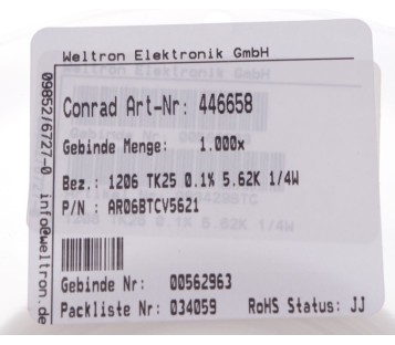 Viking Tech AR06BTCV5621 5.62kΩ SMD 1206 0.25 W 0.1 % 25 ppm 1000pcs ! NEW