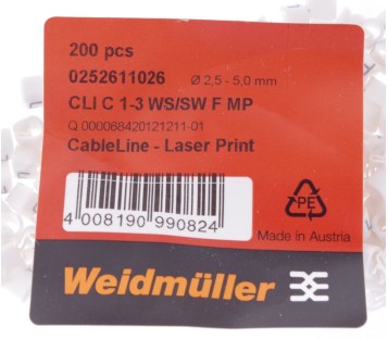 WEIDMULLER CLI C 1-3 WS/SW F MP CLIC13WSSWFMP 0252611026 CABLE !  2PCS ! NEW