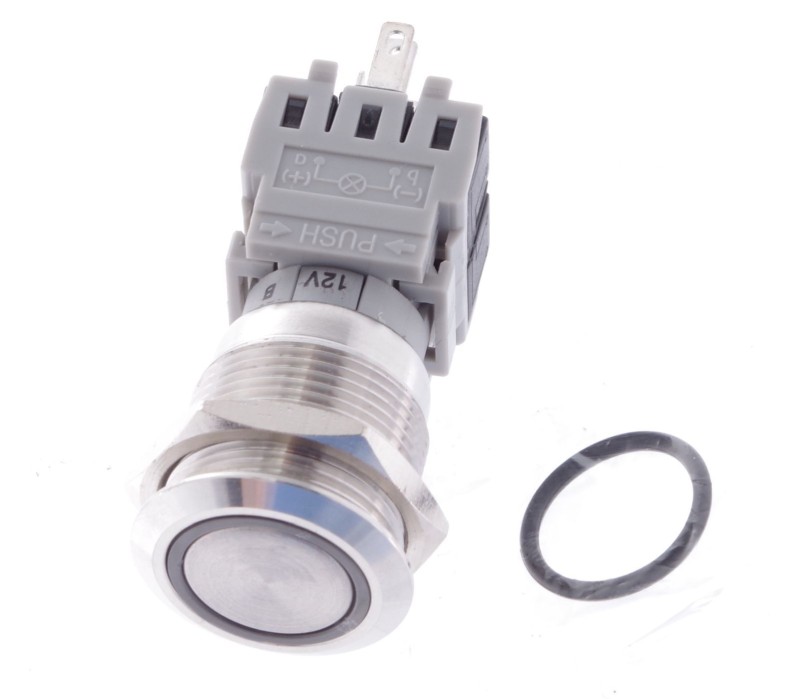 TRU COMPONENTS LAS1-BGQ-11ZE/B/12V, IP67 5A/250VAC BLUE LED 19mm SPST ! NEW !