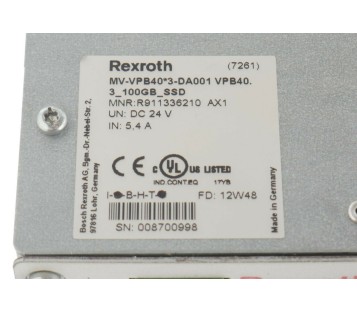 REXROTH R911336210 AX1 MV-VPB40*3-DA001 VPB40.3_100GB_SSD