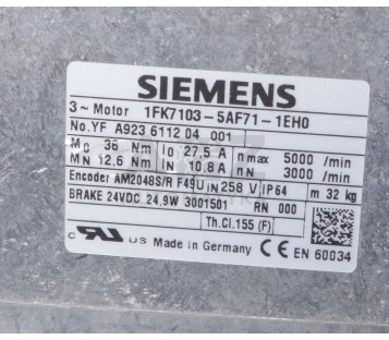 SIEMENS 1FK7103-5AF71-1EH0  1FK71035AF711EH0 ! NEW !