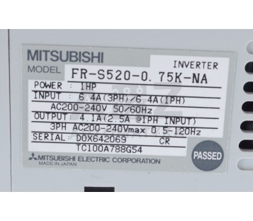 MITSUBISHI FR-S520-0. 75K-NA FRS520075KNA