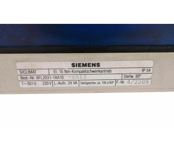 SIEMENS 6FL2031-1AA10 -ZA12 SICLIMAT 6FL20311AA10 ZA12