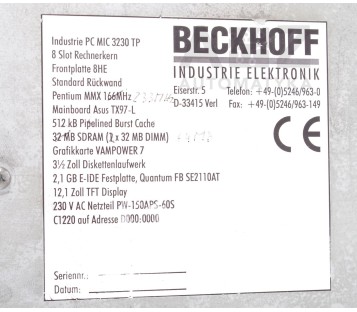 BECKHOFF PC MIC 3230 TP PCMIC3230TP 