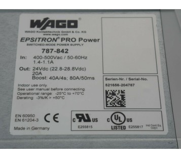 WAGO 787-842 787842 EPSITRON PRO POWER SUPPLY 
