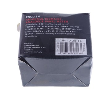 VOLTCRAFT  AM-60X46/100MA/DC  AM60X46100MADC DC Analogue Panel Meter   ! NEW !