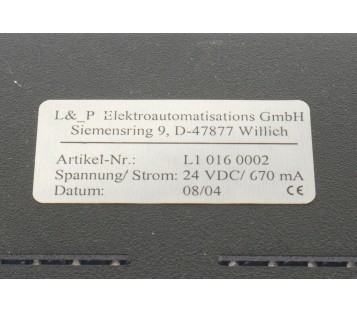 L&_P ELEKTROAUTOMATISATIONS L1 016 0002 L10160002 LED BACK LIGHT