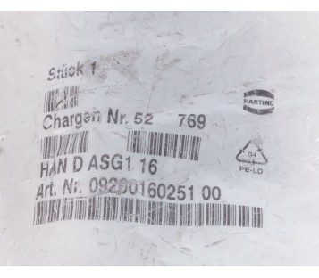 HARTING HAN D ASG1 16 HANDASG116 0920016025100  ! new !