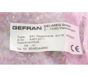 GEFRAN 531 REGELKARTE 400067 ! NEW ! 