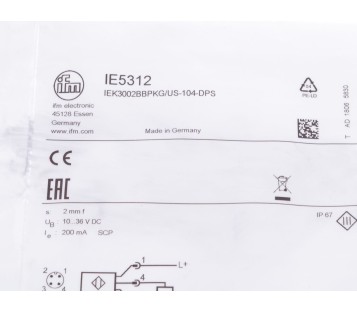 IFM IE5312 IEK3002BBPKG/US-104-DPS  IEK3002BBPKGUS104DPS ! NEW !