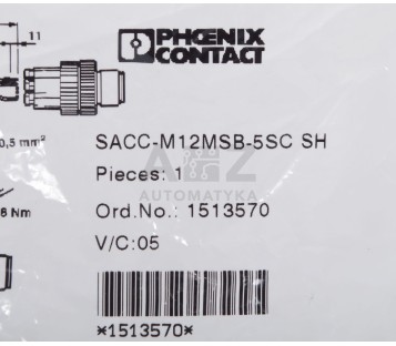 PHOENIX CONTACT  SACC-M12MSB-5SC SH  SACCM12MSB5SCSH 1513570 ! 3PCS ! NEW !