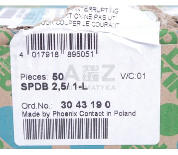 PHOENIX CONTACT SPDB 2,5 SPDB 2,5/ L-1 SPDB2,5/L-1 SPDB2,5/L1! 50PCS ! NEW !